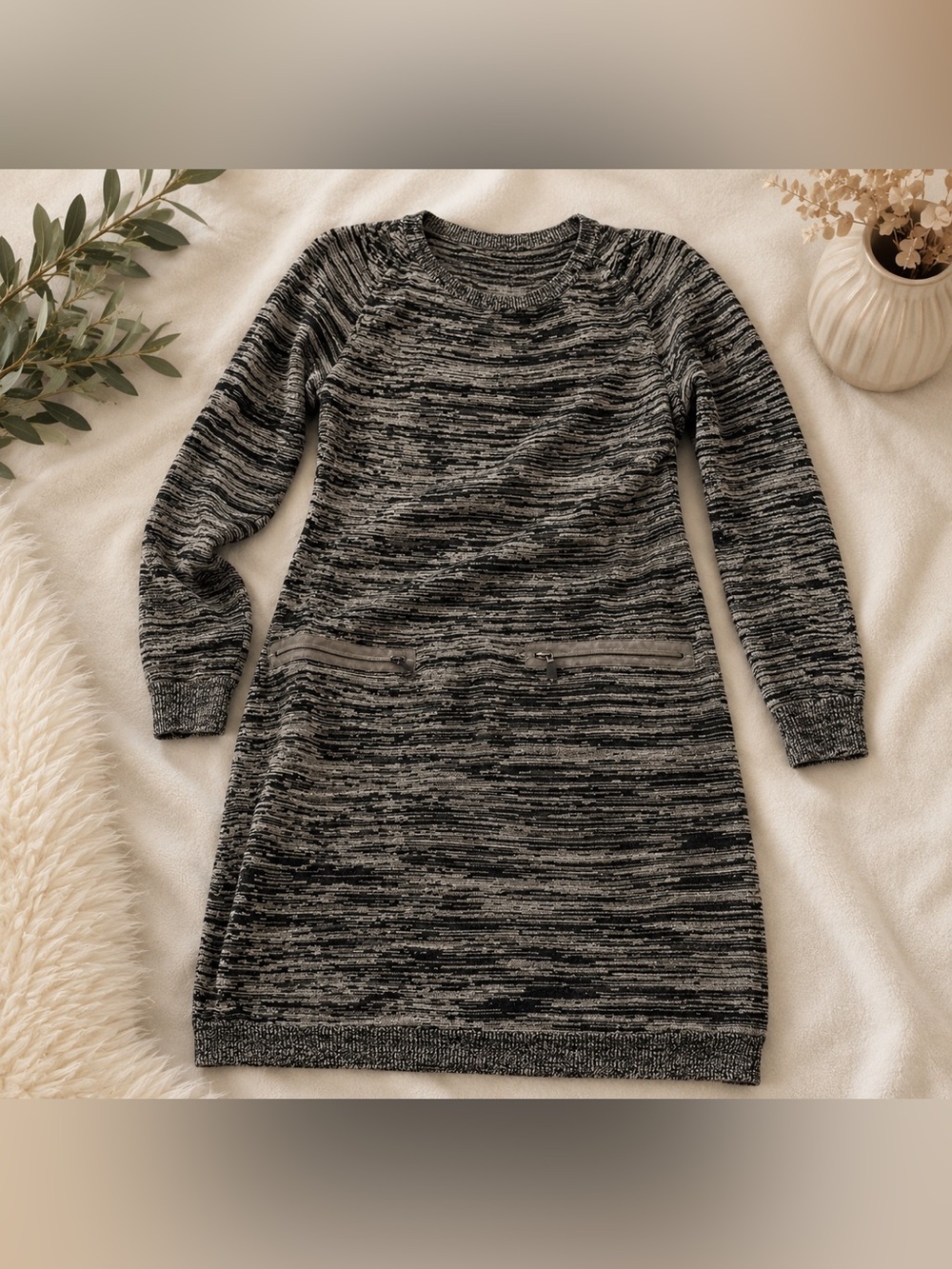 Marc New York Charcoal and Light Gray Knit Dress